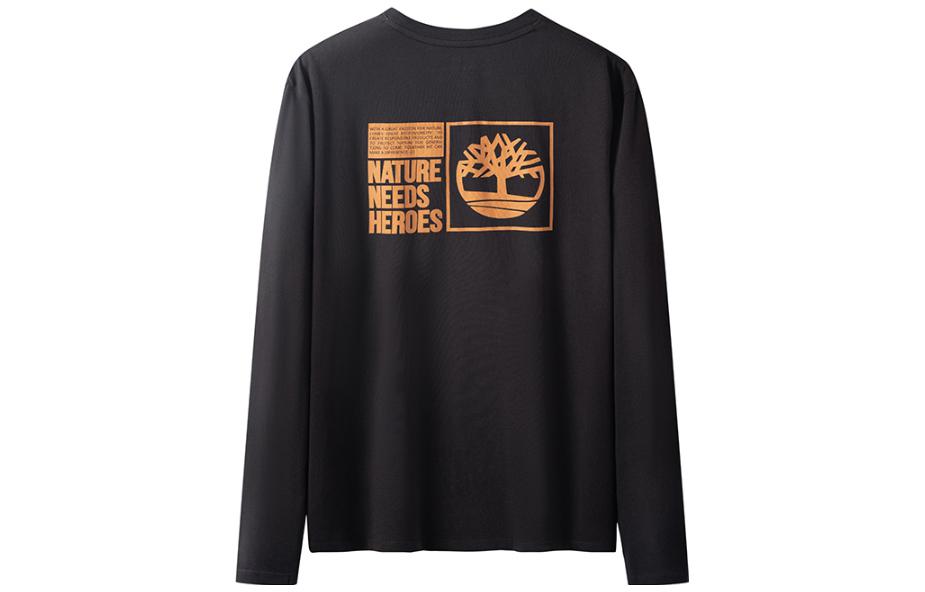 Timberland Black Crewneck Sweatshirt with Solid Logo Print A6A21-001