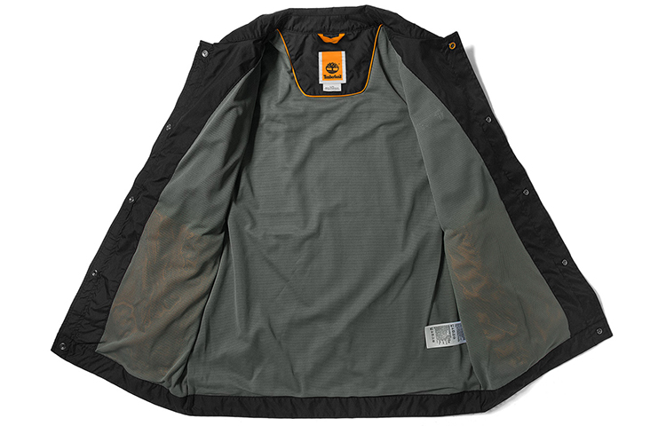 Shop Timberland Black Embroidered Logo Coach Jacket A24JV-001