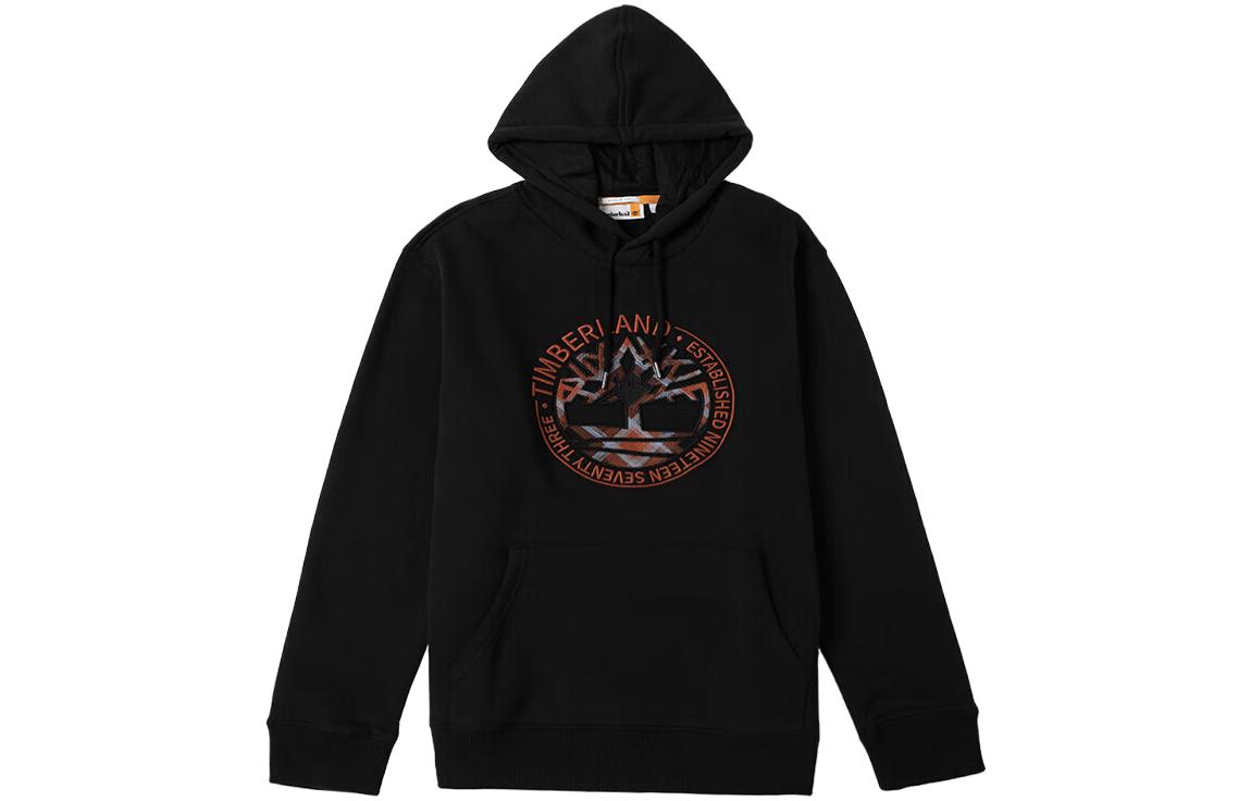 Timberland Black Fleece-Lined Embroidered Logo Hoodie Pullover A699Y-001