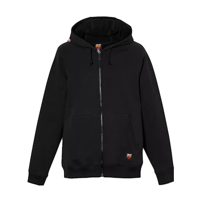 Timberland Black Hooded Jacket with Logo Print and Multiple Pockets A1VAK-001
