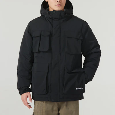 Timberland 黑色防風連帽多口袋戶外外套 A26SK001 Shop Timberland 黑色防風連帽多口袋戶外外套 A26SK001