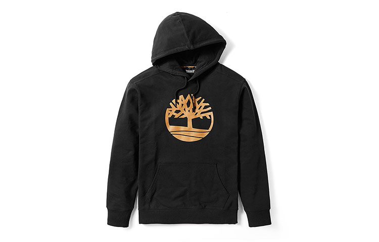 Timberland Black Hoodie with Colorblock and Print Design A28HZ-P56