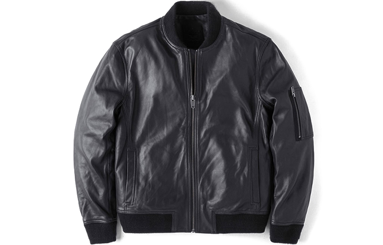 Timberland Black Leather Bomber Jacket A1NC4001