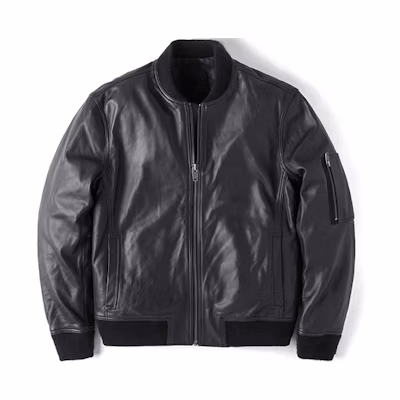 Timberland Black Leather Bomber Jacket A1NC4001