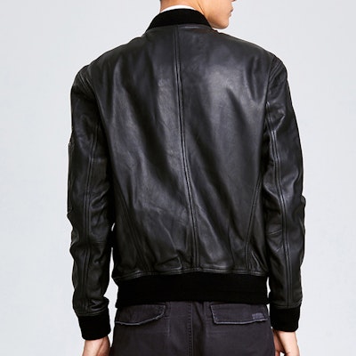 Timberland Black Leather Bomber Jacket A1NC4001 Shop Timberland Black Leather Bomber Jacket A1NC4001