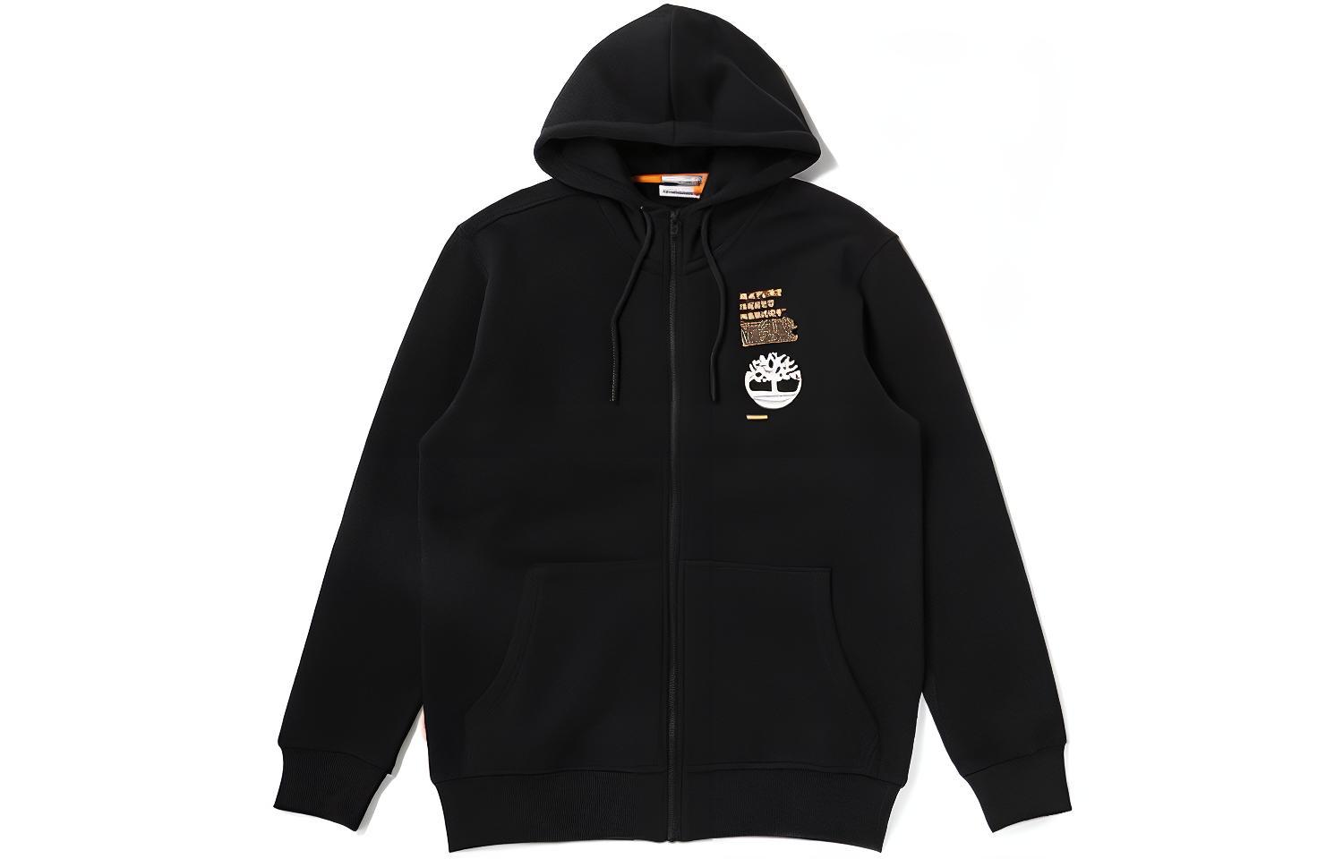 Timberland Black Logo Print Solid Hoodie Jacket A62W9-001
