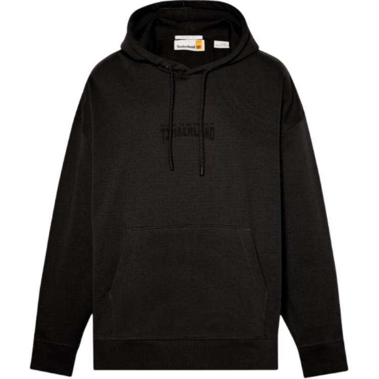 Timberland Black Logo Pullover Hoodie Relaxed Fit Long-Sleeve Sweater TB0A695B0011