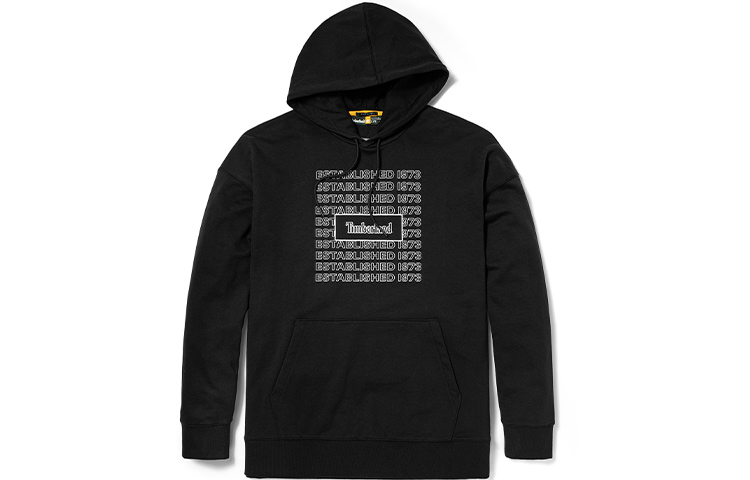 Timberland Black Loose Fit Logo Print Pullover Hoodie A27JU-001