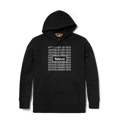 Timberland Black Loose Fit Logo Print Pullover Hoodie A27JU-001