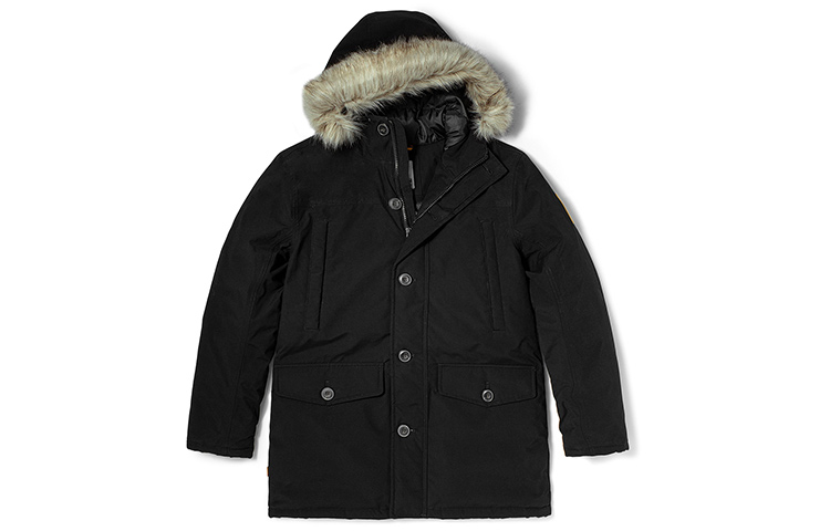 Timberland Black Mid-Length Hooded Winter Jacket with Fur Trim. A2ETY-001 圖 2