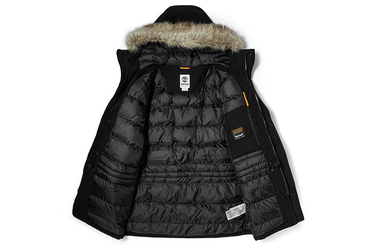 Timberland Black Mid-Length Hooded Winter Jacket with Fur Trim. A2ETY-001 圖 4