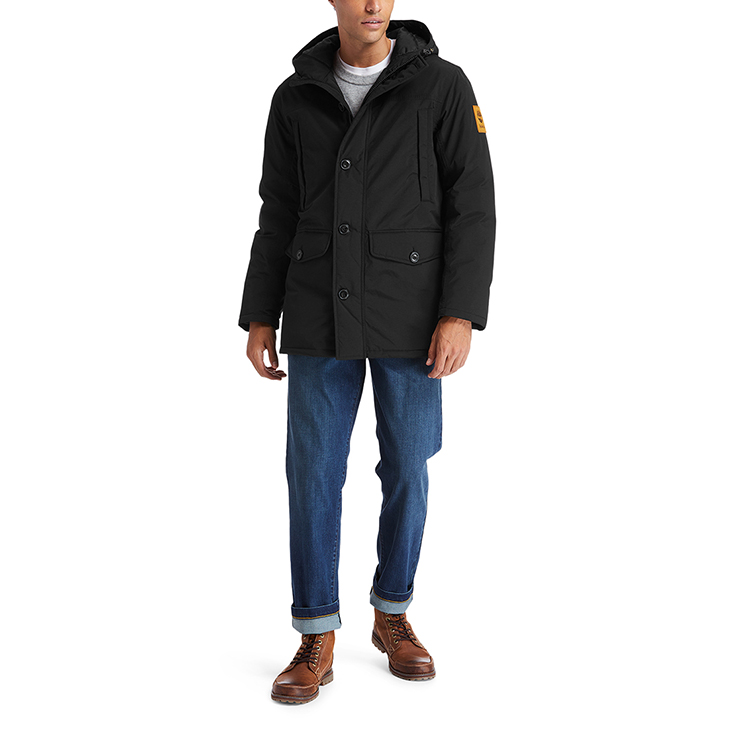 Timberland Black Mid-Length Hooded Winter Jacket with Fur Trim. A2ETY-001 圖 5