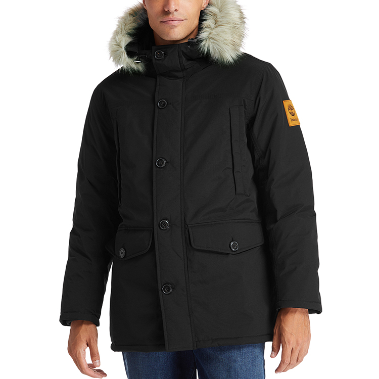 Timberland Black Mid-Length Hooded Winter Jacket with Fur Trim. A2ETY-001 圖 6