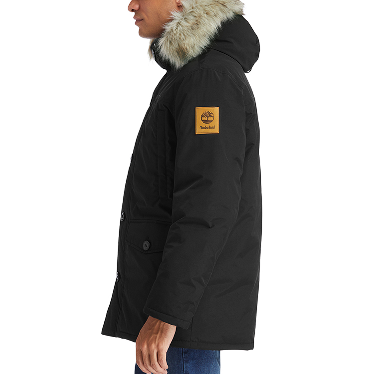 Timberland Black Mid-Length Hooded Winter Jacket with Fur Trim. A2ETY-001 圖 8