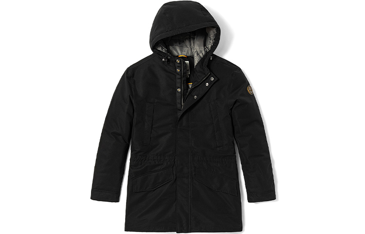 Order Timberland Jaket Puffer Hitam Mid-Length dengan Logo & Penebat. A4392-001