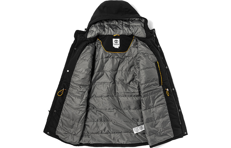 Shop Timberland Jaket Puffer Hitam Mid-Length dengan Logo & Penebat. A4392-001