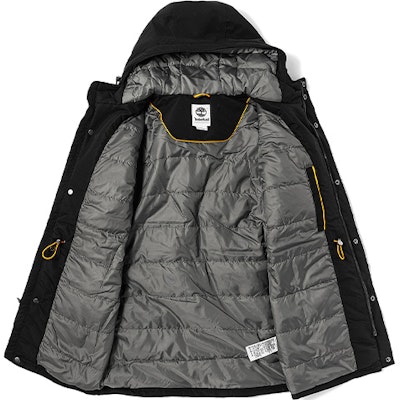 Timberland Black Mid-Length Puffer Jacket with Logo and Insulation A4392-001 Shop Timberland Black Mid-Length Puffer Jacket with Logo and Insulation A4392-001