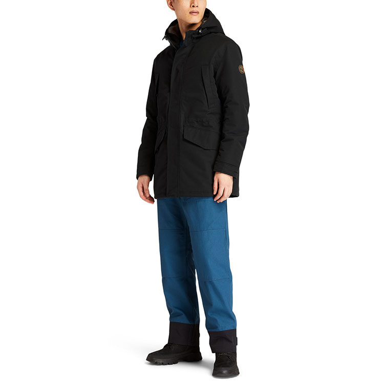 Cheap Timberland Jaket Puffer Hitam Mid-Length dengan Logo & Penebat. A4392-001