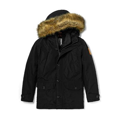 Timberland Black Outdoor 3-in-1 Detachable Fur-Lined Logo Jacket. A22VQ-001