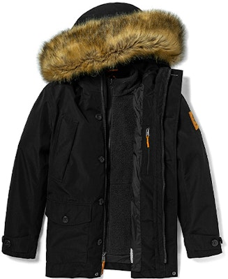Timberland Black Outdoor 3-in-1 Detachable Fur-Lined Logo Jacket. A22VQ-001 Purchase Timberland Black Outdoor 3-in-1 Detachable Fur-Lined Logo Jacket. A22VQ-001