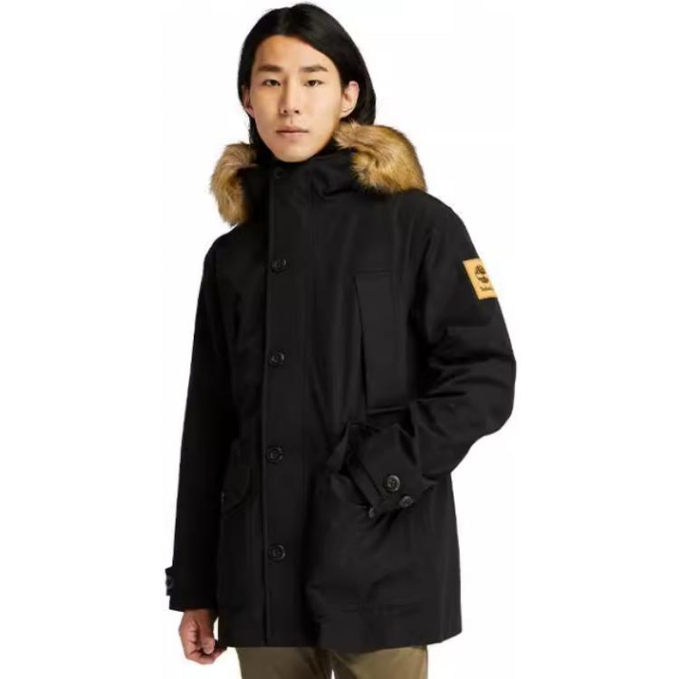 Sizing Timberland Jaket Hitam 3-dalam-1 Bulu Boleh Tanggal Berlogo Outdoor. A22VQ-001