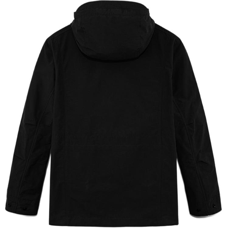 Lookbook Timberland Jaket Hitam Outdoor dengan Hoodie dan Banyak Kantong A5MCM-001