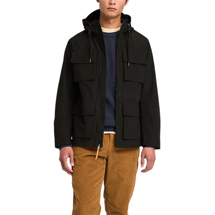 Purchase Timberland Jaket Hitam Outdoor dengan Hoodie dan Banyak Kantong A5MCM-001
