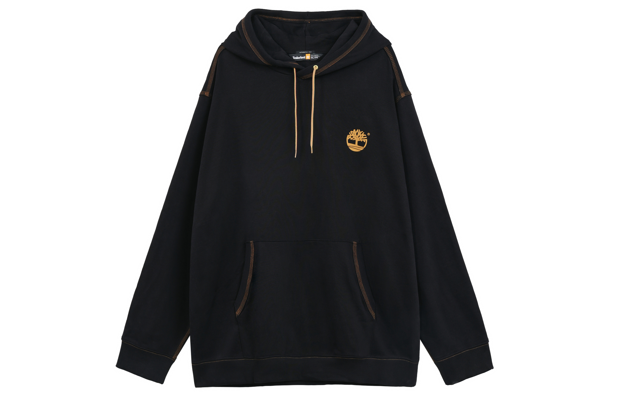 Timberland Black Pullover Hoodie with Tree Logo and Colorblock Design A27HP-001