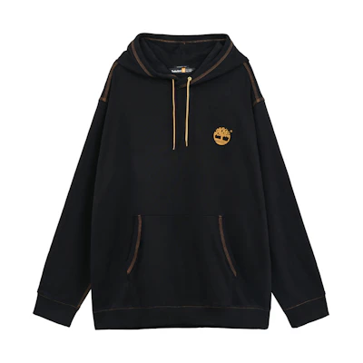 Timberland Black Pullover Hoodie with Tree Logo and Colorblock Design A27HP-001