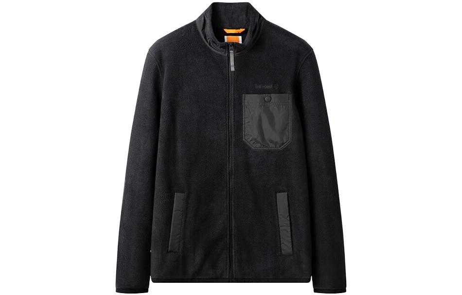 Timberland Black Solid Color Outdoor Knit Jacket with Stand Collar A6NZ1-001