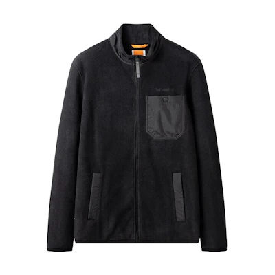 Timberland Black Solid Color Outdoor Knit Jacket with Stand Collar A6NZ1-001