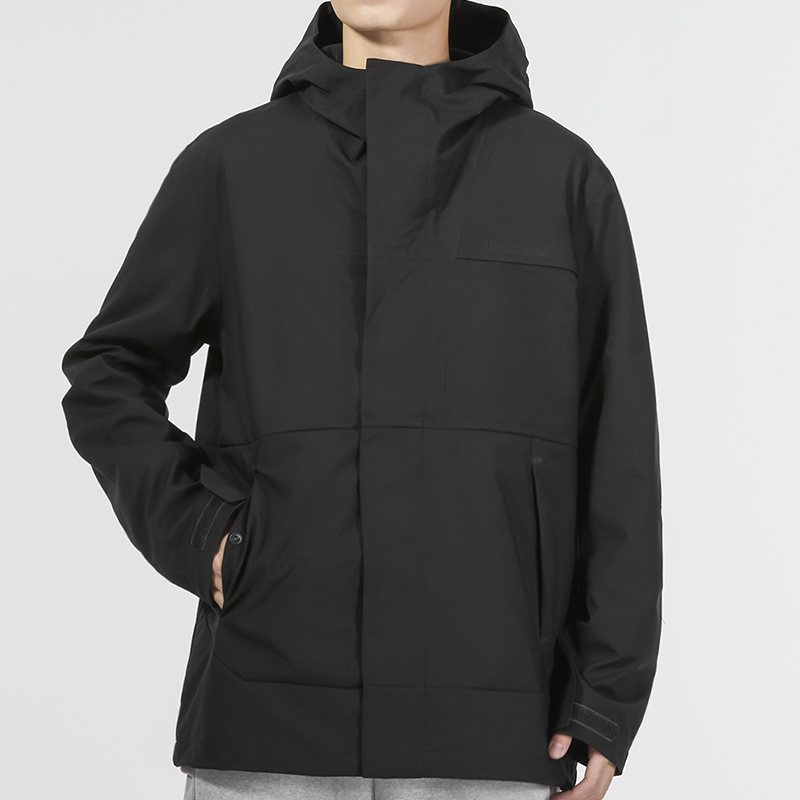 Shop Timberland Black Water-Resistant Hooded Jacket Outdoor Casual Warm Coat A69GH-001