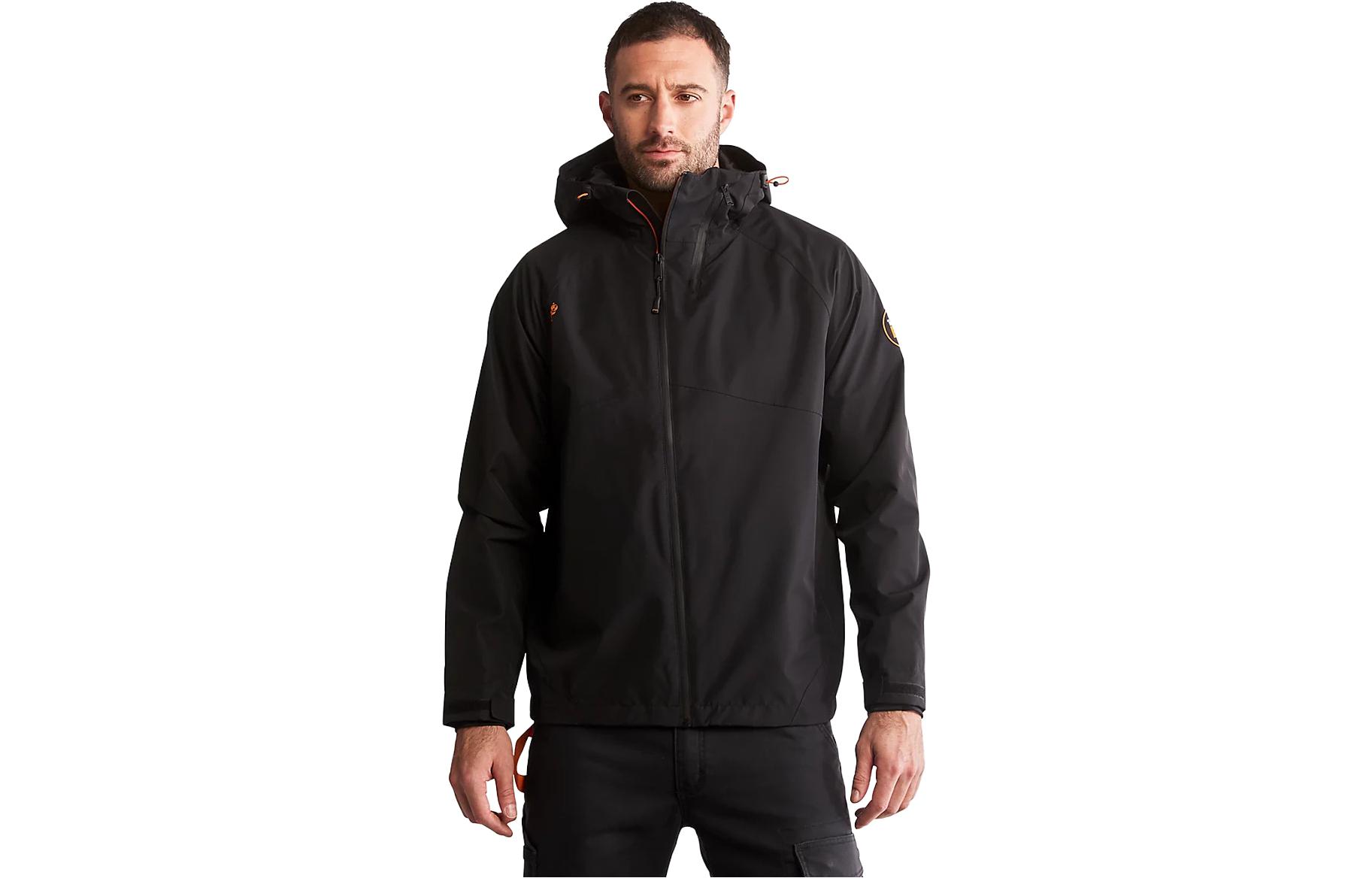 Timberland Black Waterproof Hooded Jacket with Logo Print A55O2-001