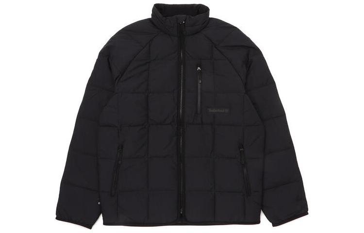 Timberland Black Waterproof Insulated Jacket with Logo Stand Collar A2N8M-001