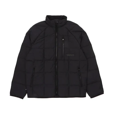 Timberland Black Waterproof Insulated Jacket with Logo Stand Collar A2N8M-001