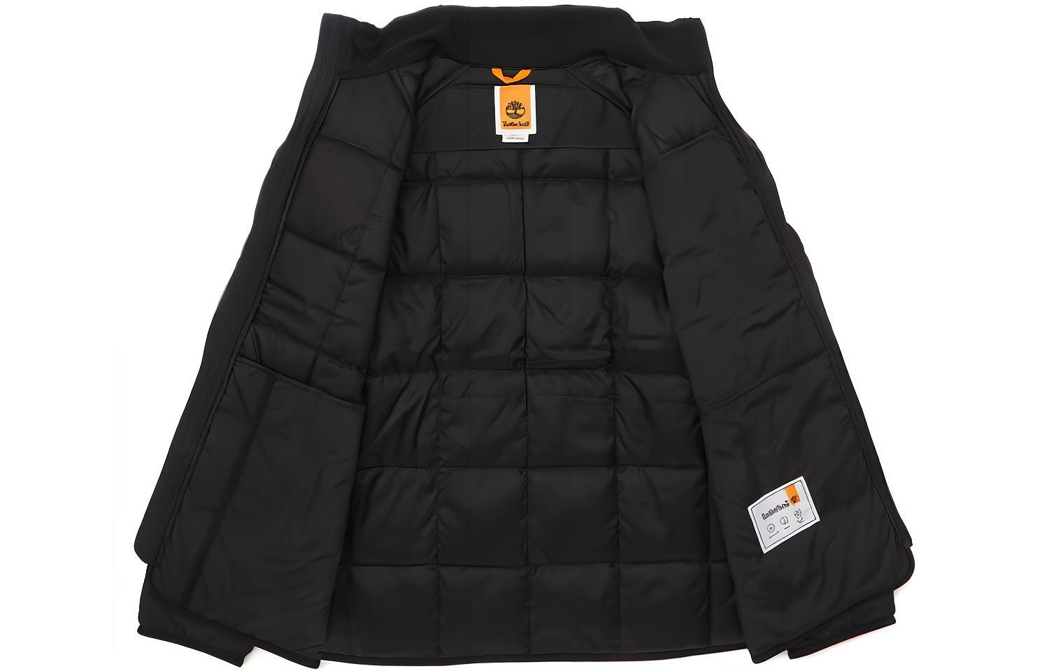 Shop Timberland Jaket Hitam Kalis Air Berpenebat dengan Kolar Logo Tetegak A2N8M-001