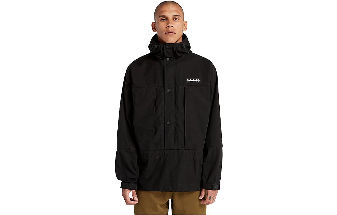 Timberland Black Waterproof Logo Hoodie Outdoor Jacket A6JAH-001