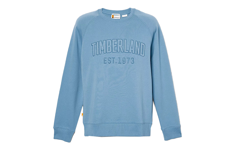 Timberland Blue Crewneck Pullover Sweatshirt with Alphanumeric Embroidery A669D-DJ5