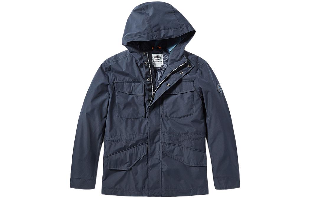 Timberland Blue Hooded Outdoor Utility Jacket with Pockets A2EQV-433