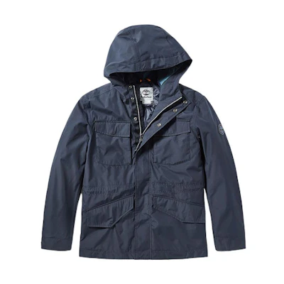 Timberland Blue Hooded Outdoor Utility Jacket with Pockets A2EQV-433