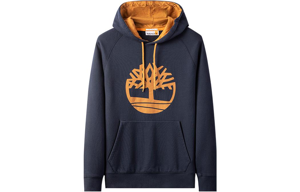 Timberland Blue Logo Print Drawstring Hoodie A69WN-433