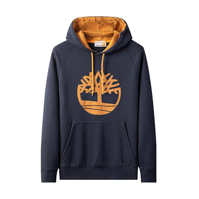Timberland Blue Logo Print Drawstring Hoodie A69WN-433