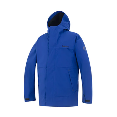 Timberland Blue Water-Resistant Hooded Jacket with Logo Print A69GH-CY5