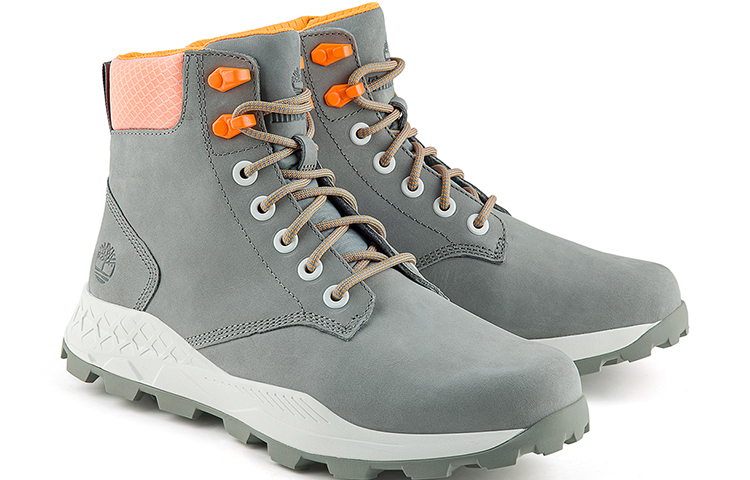 Shop Timberland Brooklyn 'Grey Leather Work Boots' A2HQS
