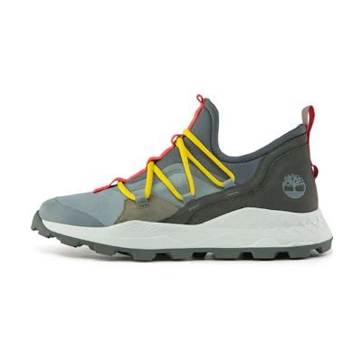 Timberland Brooklyn Leather and Fabric Oxford Trainers 'Medium Grey Mesh with Red'