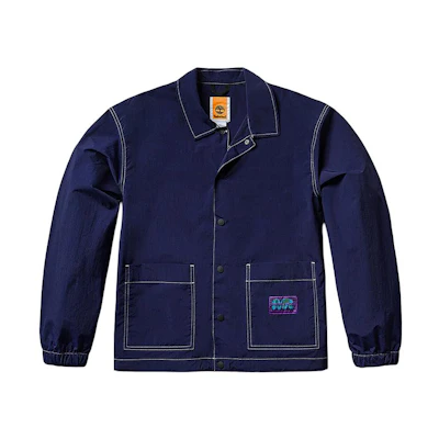 Timberland Canvas Casual Jacket Unisex Sea Blue Single-Breasted Collar A4147-EJ3