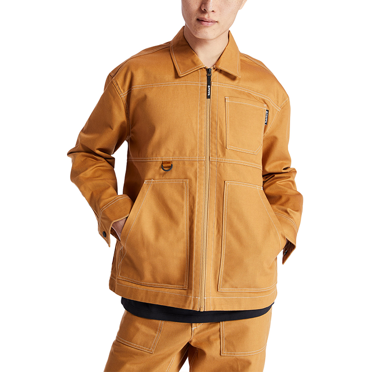 Shop Timberland Casual Outdoor Workwear Multi-Pocket Jacket Wheat Color A2ADD-P47