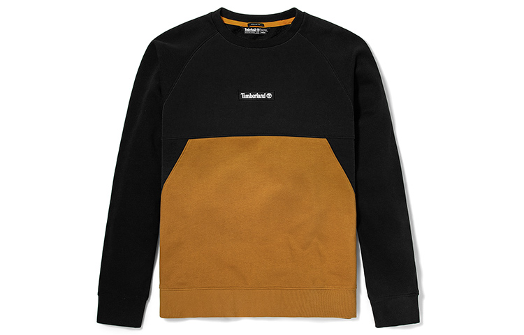 Timberland Color-Block Fleece Pullover Crewneck Sweatshirt Wheat Winter Men A22KF-P56