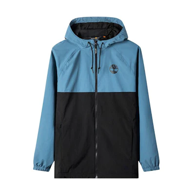 Timberland Color-Block Logo Print Hooded Outdoor Jacket Men’s Blue/Black A6QK9-DN0