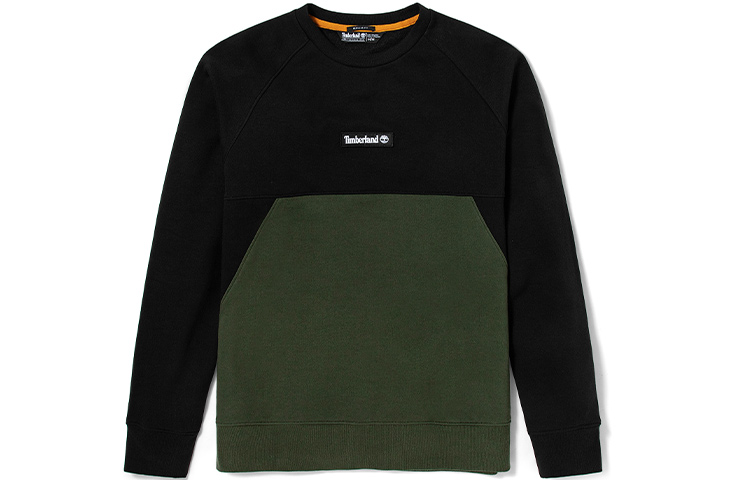 Timberland Colorblock Fleece Crewneck Sweatshirt Black Green Winter A22KF-CD9